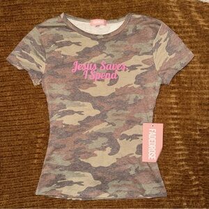 Jesus Saves Camo Top